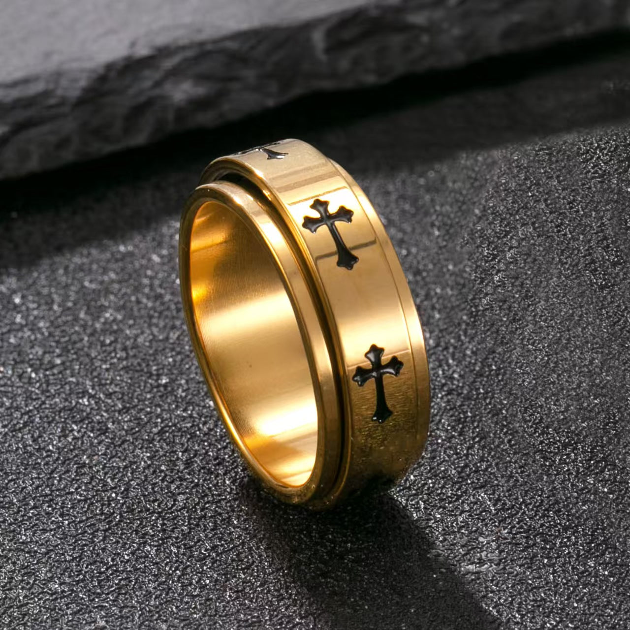 Titanium steel ring cross ring earrings