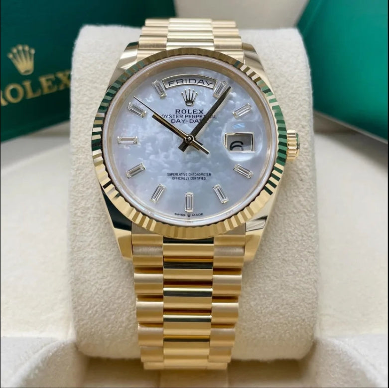 Women And Man Day Date heaven How stunning is this 36-40mm DayDate with a mother of pearl dial watch