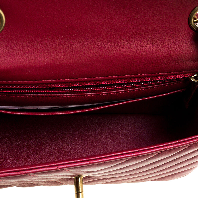 2025 Bag Dark Red Chevron Leather New Mini Classic Flap Bag