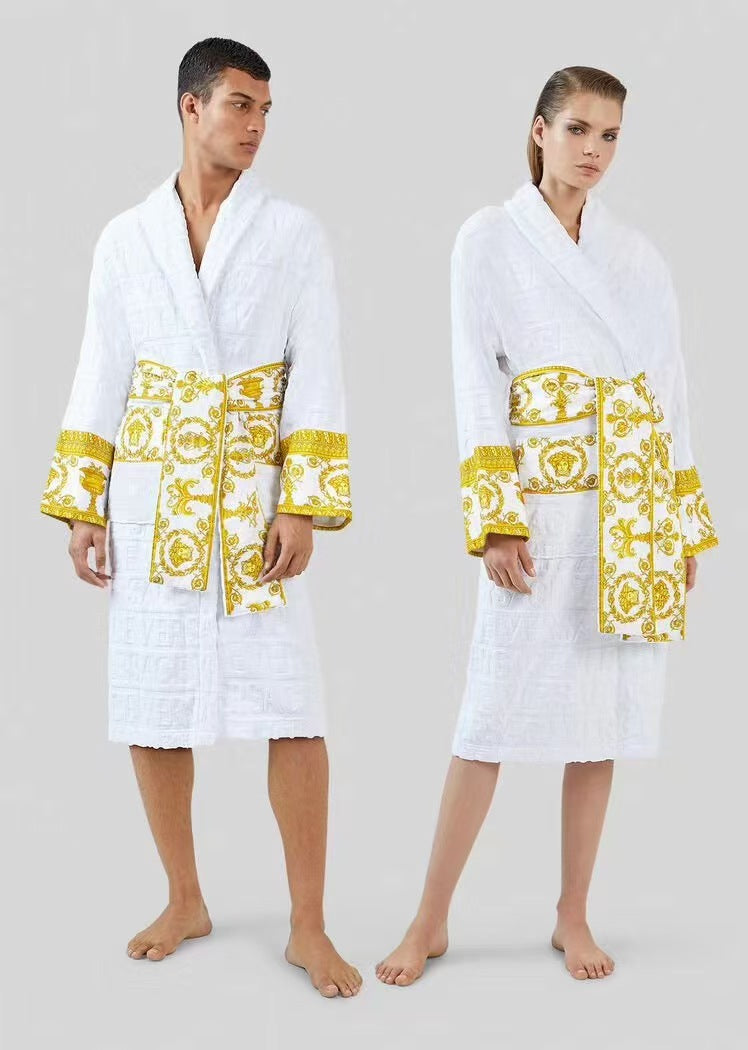 2025 pure cotton bathrobe absorbent four seasons wearable nightgown unisex T-shirt