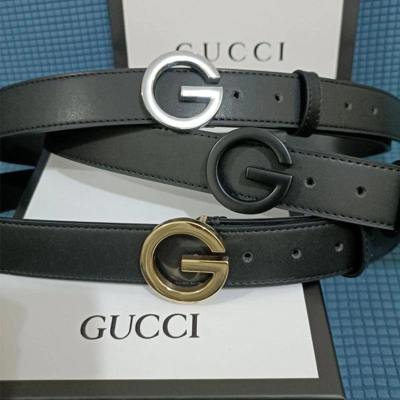 2025 3 Colors Single G Black Leather Belt