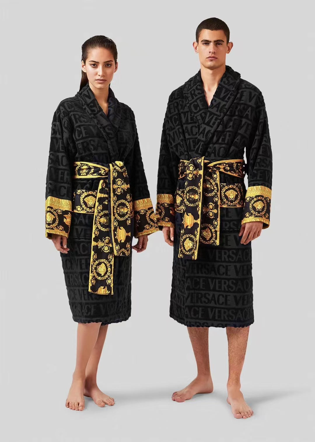 2025 pure cotton bathrobe absorbent four seasons wearable nightgown unisex T-shirt