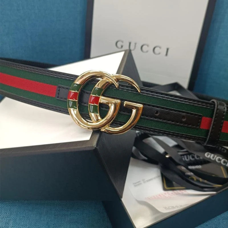 2025 4 Colors Fashion Stripe Double G Ladies Leather Belt