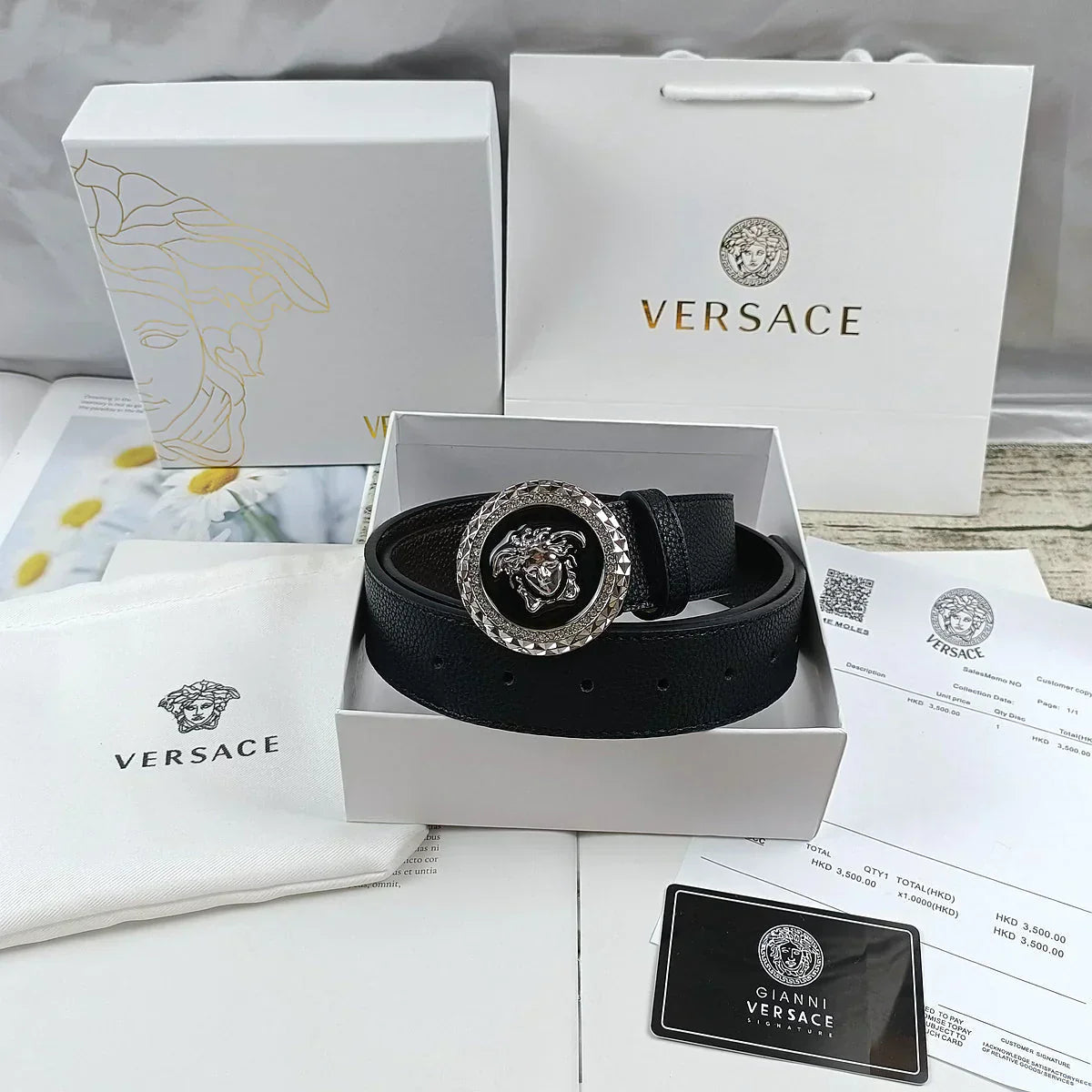 2025 4 Colors lion head double-sided lychee pattern belt