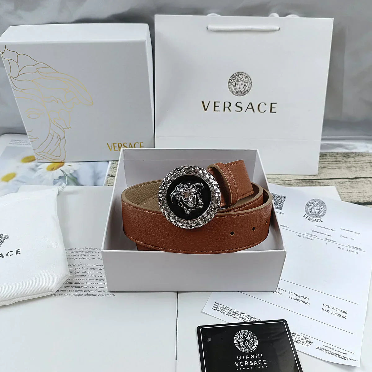 2025 4 Colors lion head double-sided lychee pattern belt