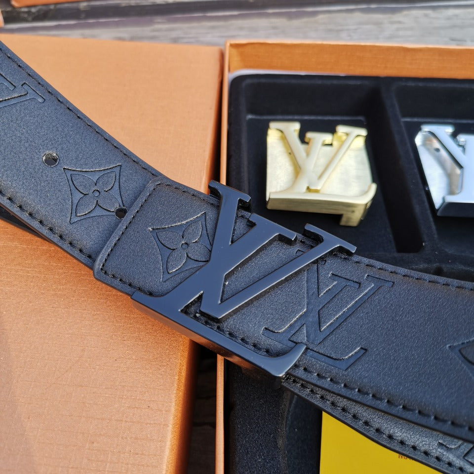 2025 Double Buckle Embossed Men's Belt