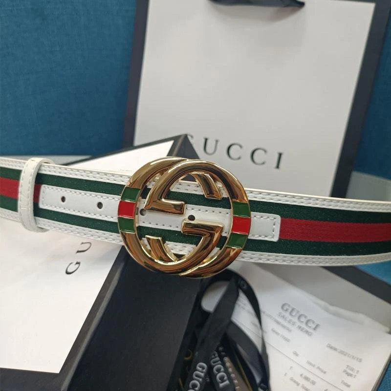 2025 3 Colors  Double G Stripe Leather Belt