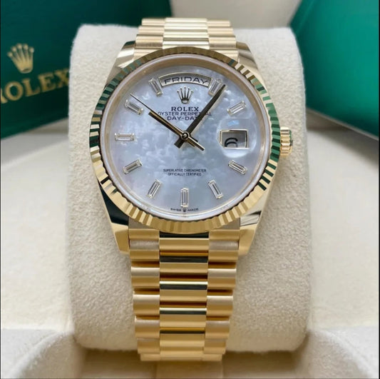 Women And Man Day Date heaven How stunning is this 36-40mm DayDate with a mother of pearl dial watch