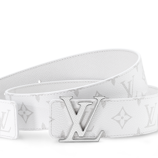 2025  Classic Silver Buckle White Plaid Men's Belt 259