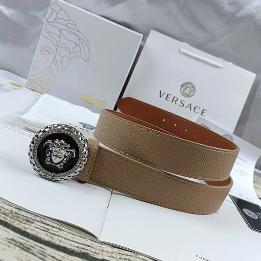 2025 4 Colors Trendy Round Buckle Leather Belt