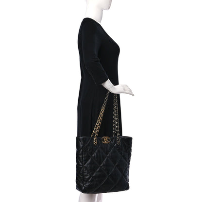 2025 Bag Lambskin Quilted CC 19 Shopping Bag Black