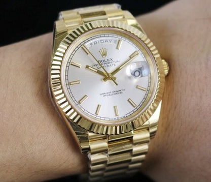 2025 Smartwatch Day-Date 128238 Gold model with white dial