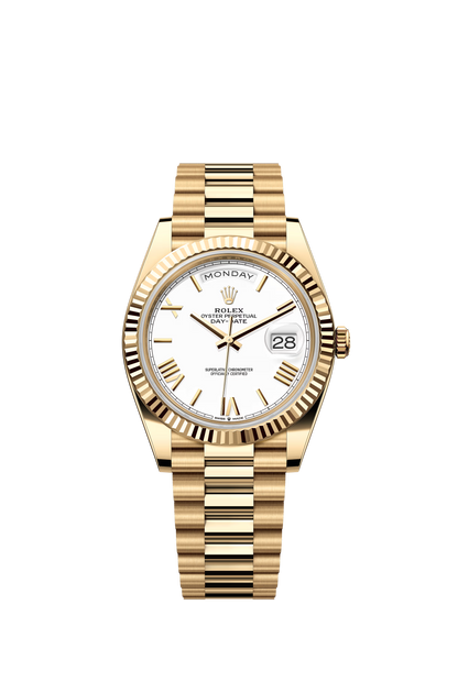2025 Smartwatch Day-Date 128238 Gold model with white dial