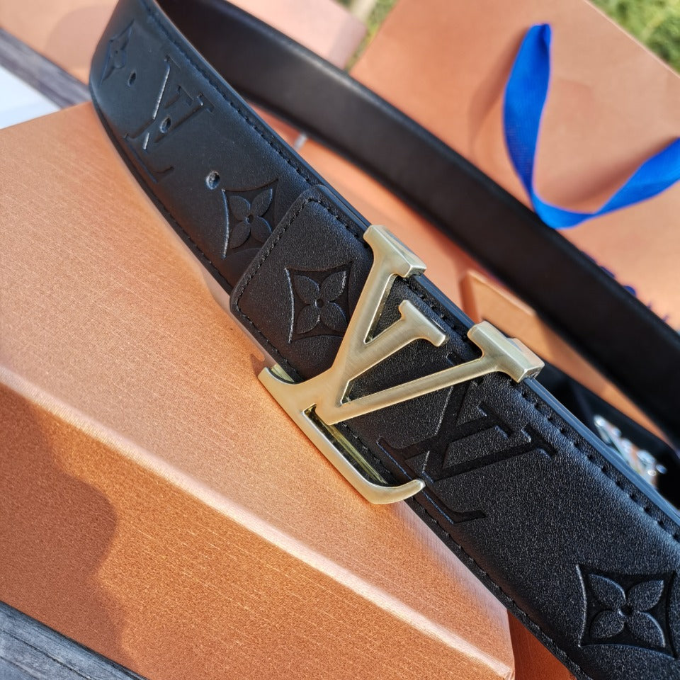 2025  Double Buckle Embossed Men's Belt